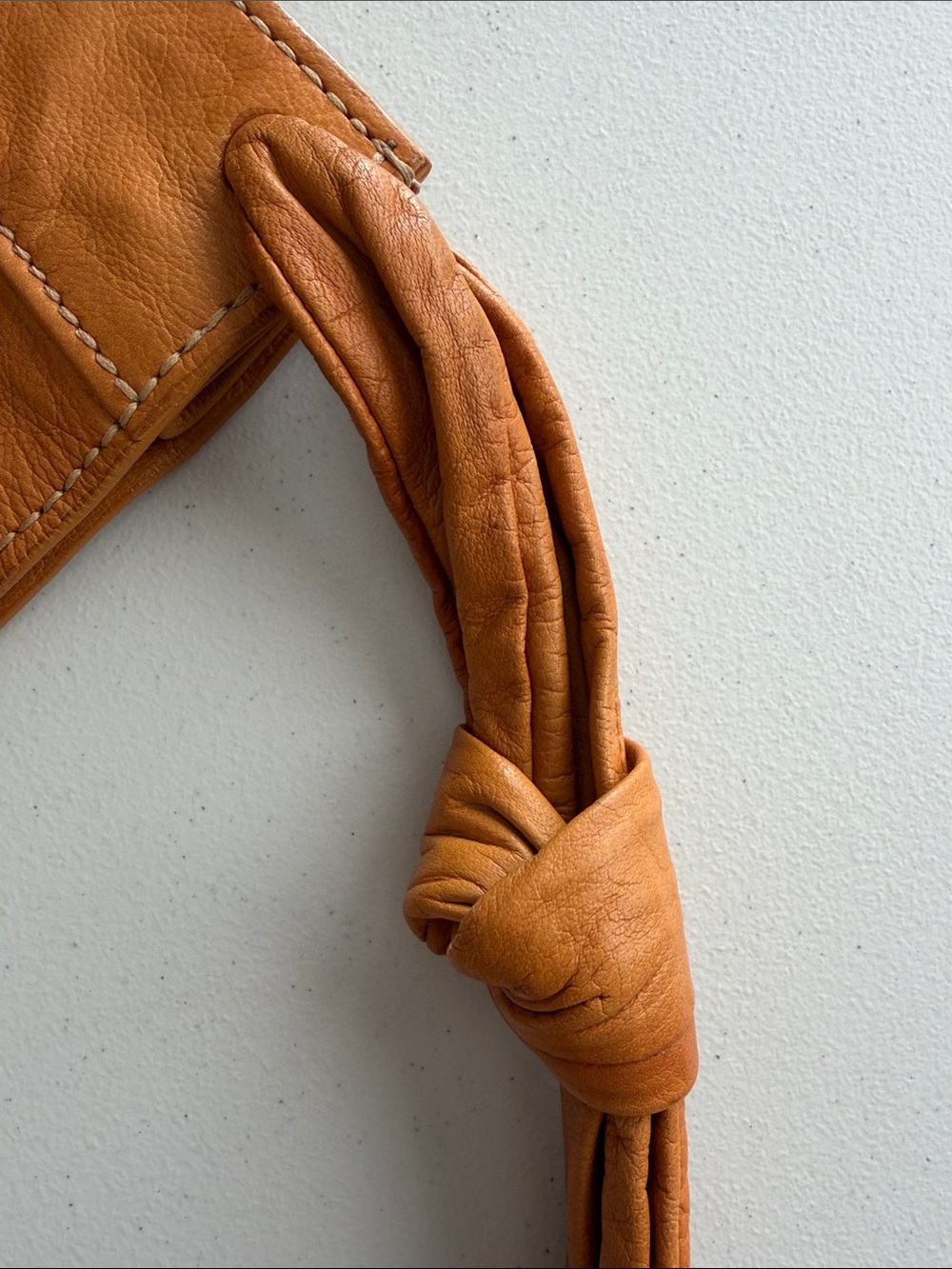 Miu Miu Vintage Vitello Leather Knotted Hobo Bag - Orange Apricot - Picture 10 of 16